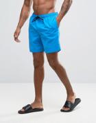 Asos Swim Shorts In Bright Blue Mid Length - Blue
