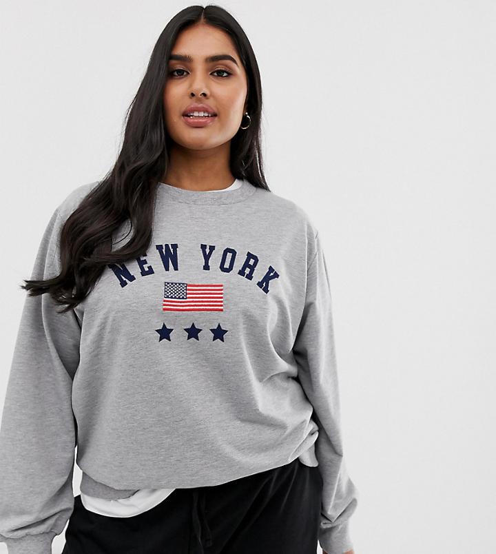 Asos Design Curve Lounge New York City Sweat - Gray