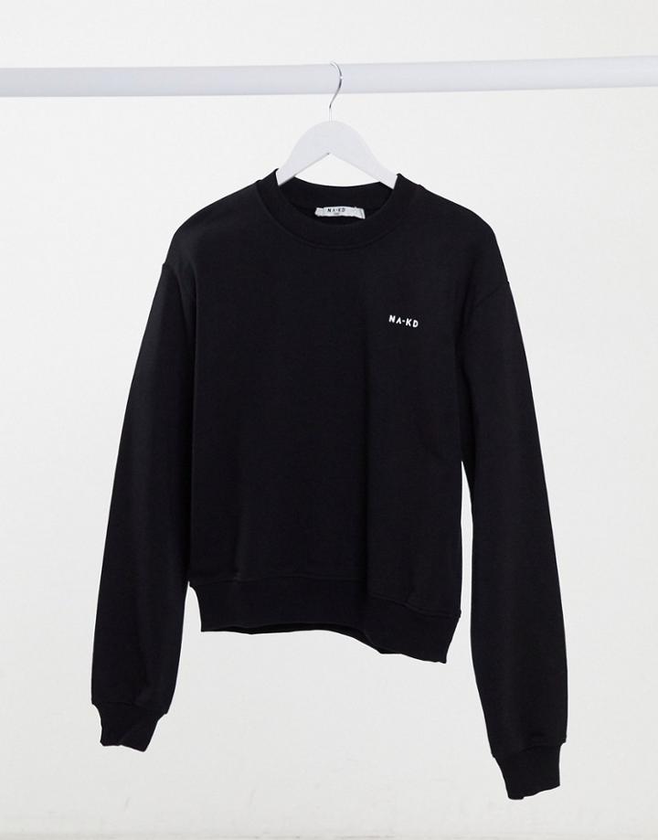 Na-kd Logo Print Sweatshirt In Black