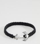 Asos Design Plus Anchor Bracelet In Black - Black