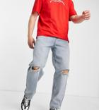Collusion X014 Baggy Jeans With Knee Rip In Washed Bleach-blue