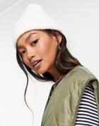 Asos Design Chunky Beanie With Deep Turn Up In White