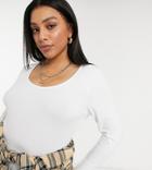 Brave Soul Plus Jade Long Sleeve T-shirt In White