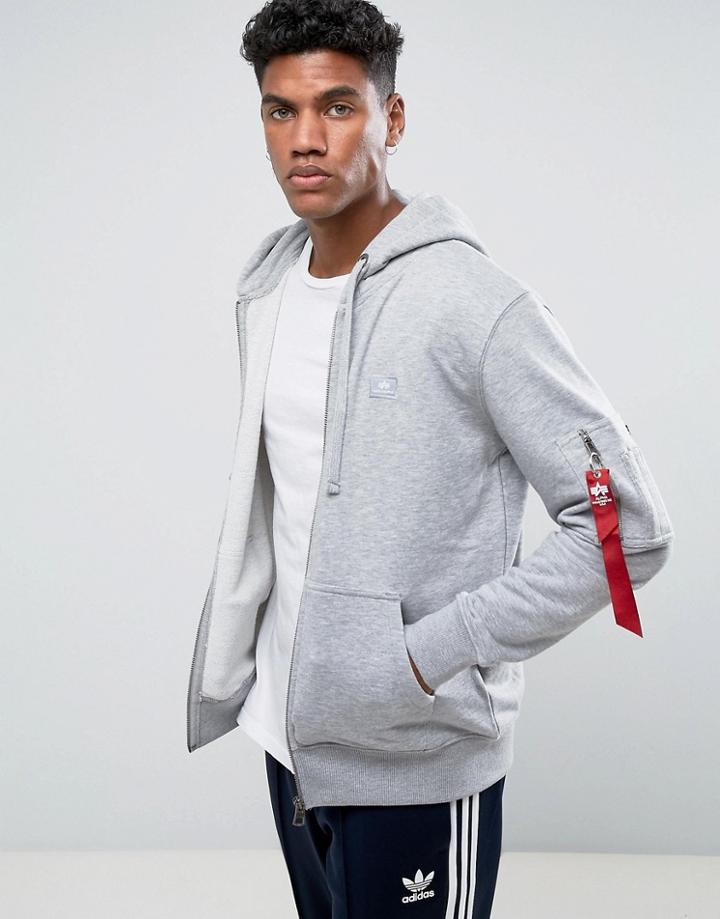 Alpha Industries X-fit Zip Hoodie In Gray Marl - Gray