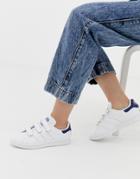 Adidas Originals White And Navy Stan Smith Cf Sneakers - White