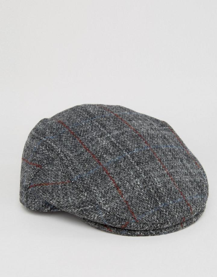 Asos Harris Tweed Flat Cap - Gray