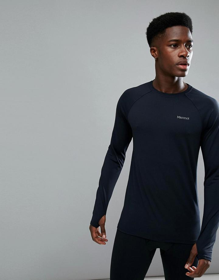 Marmot Harrier Baselayer Long Sleeve Top In Black - Black
