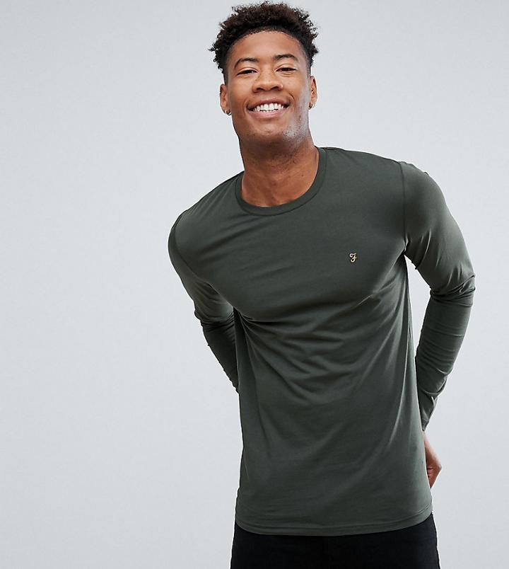 Farah Farris Slim Fit Logo Long Sleeve T-shirt In Green - Green