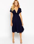 Love Bow Front Midi Dress - Navy