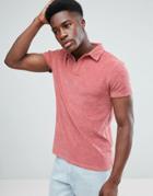 Asos Polo Shirt With Revere Collar In Pink Towelling - Pink