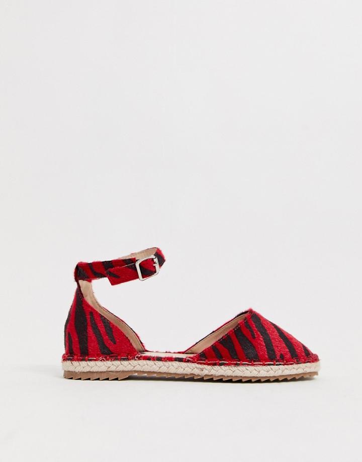 Lost Ink Espadrille In Zebra Print In Red - Red