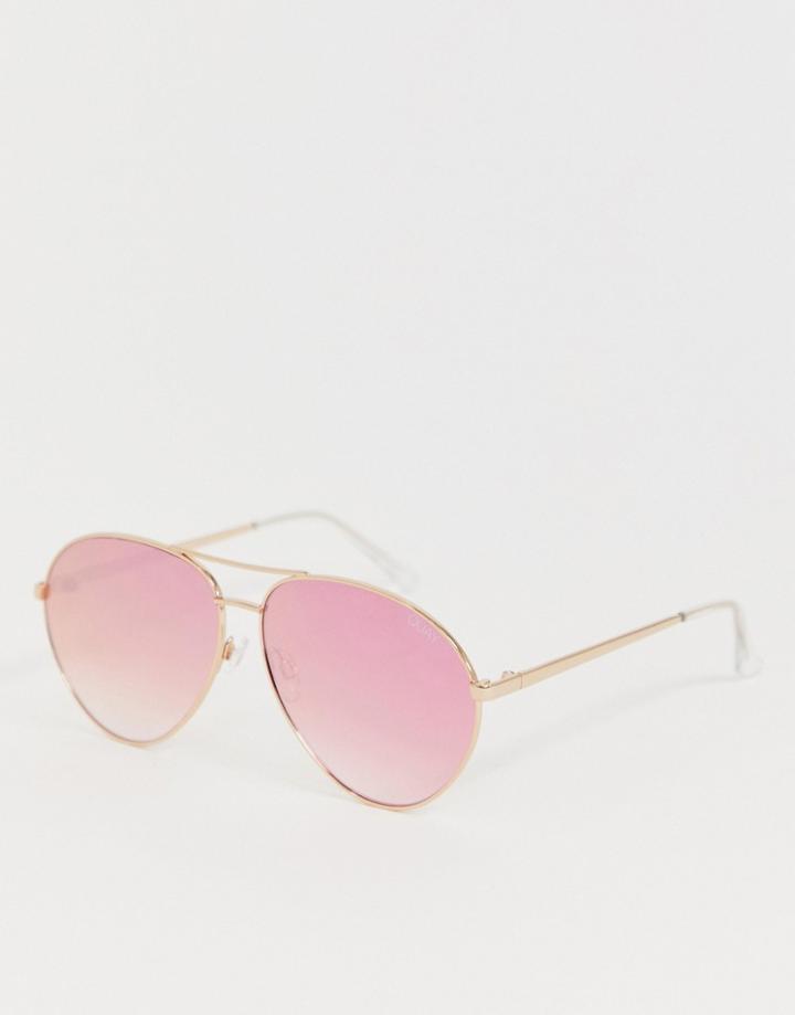 Quay Australia Just Sayin Aviator Sunglasses In Rose Gold - Pink