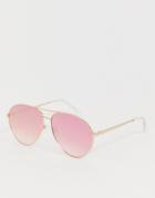 Quay Australia Just Sayin Aviator Sunglasses In Rose Gold - Pink
