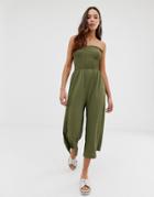 Miss Selfridge Bandeau Culotte Beach Jumpsuit In Green - Green