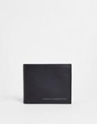 French Connection Leather Embossed Logo Bifold Wallet In Black