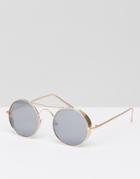 Jeepers Peepers Round Sunglasses With Brow Bar - Gold