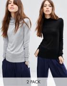 Asos Sweater With Turtleneck In Soft Yarn 2 Pack Save 20%