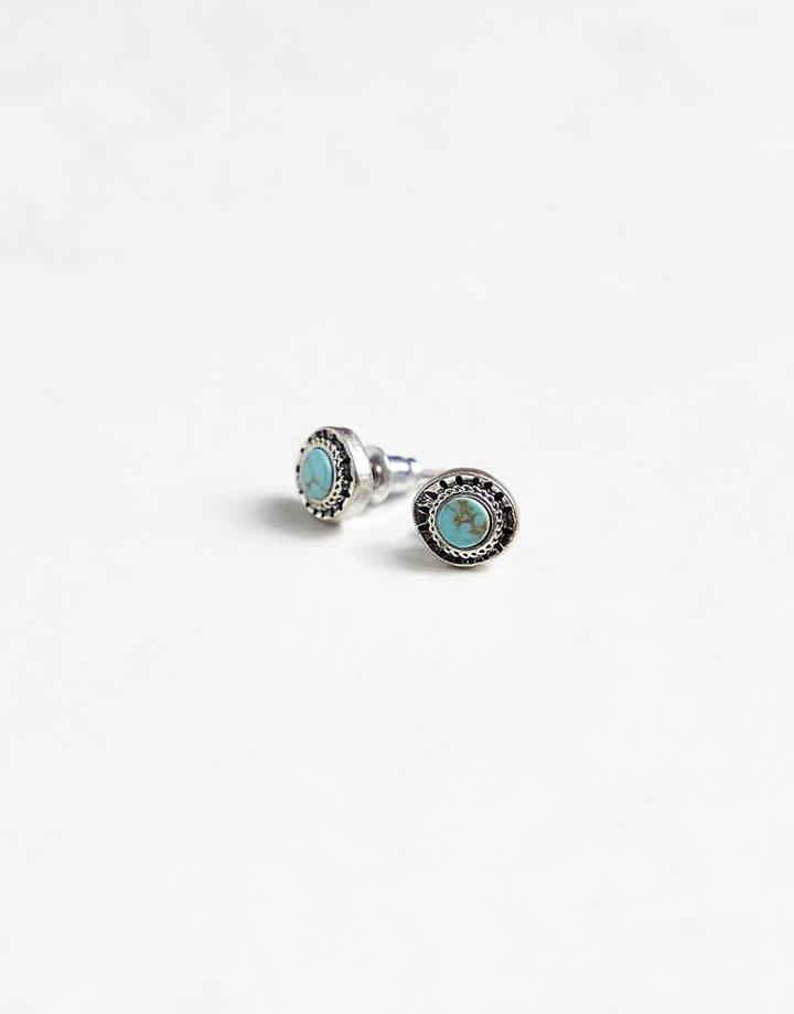 Classics 77 White Stone Stud Earrings In Silver
