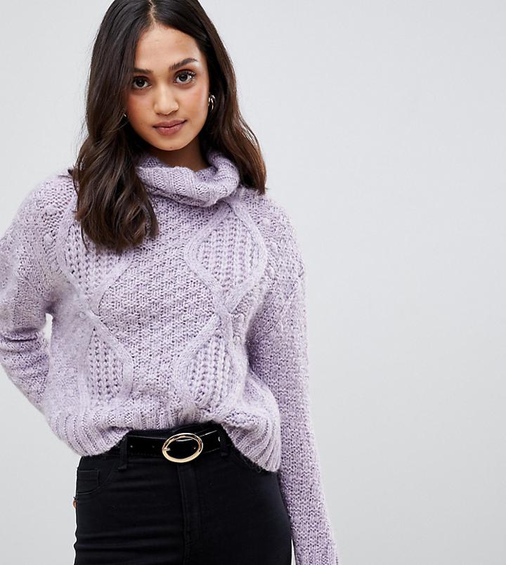 Miss Selfridge Roll Neck Sweater In Lilac-purple