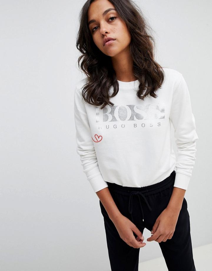 Boss Casual Logo Sweatshirt With Back Detail - White