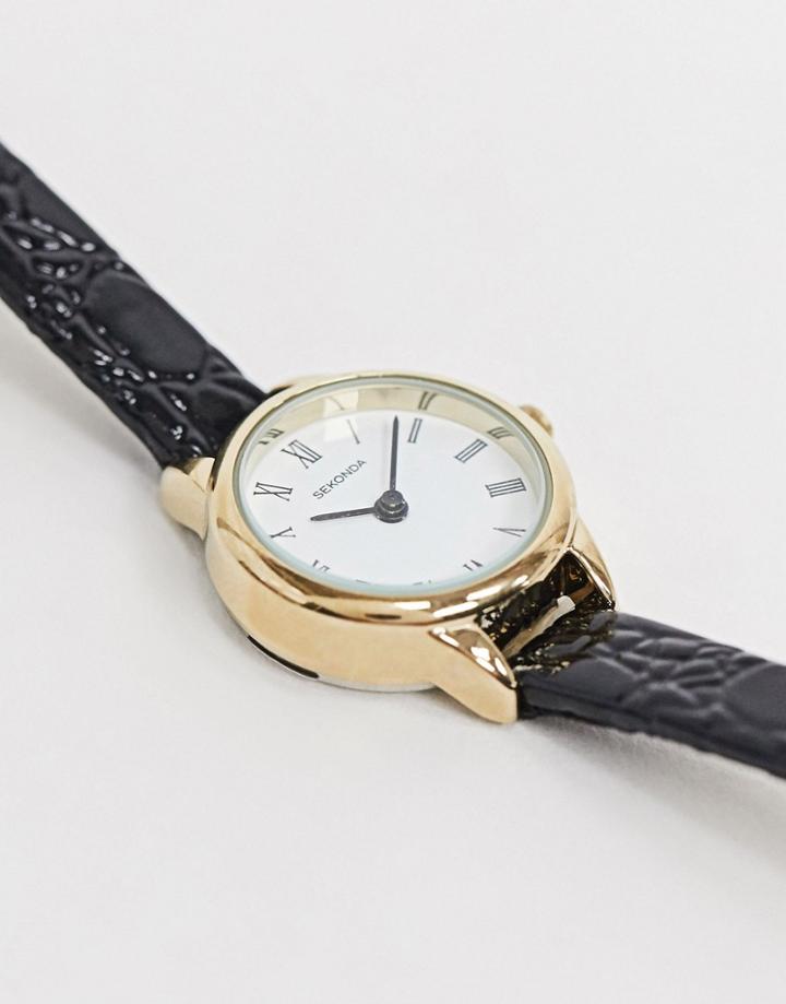 Sekonda Leather Watch In Black