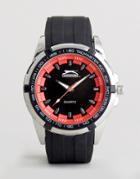 Slazenger Silicone Bracelet Watch In Black And Red - Black