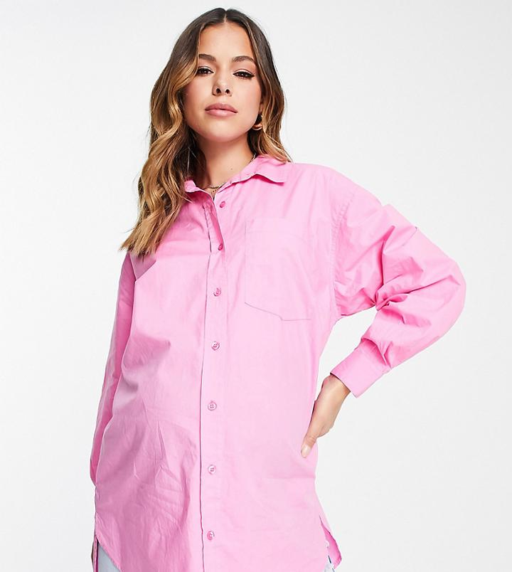 New Look Maternity Poplin Shirt In Pink