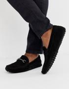 Asos Design Driving Shoes In Black Suede With Snaffle