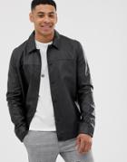 Asos Design Leather Coach Jacket In Black - Black