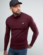 Fred Perry Crew Neck Cotton Sweater In Mahogany Red - Red