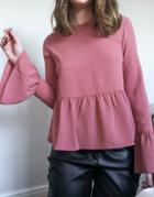 Asos Design Long Sleeve Smock Top In Rose-grey