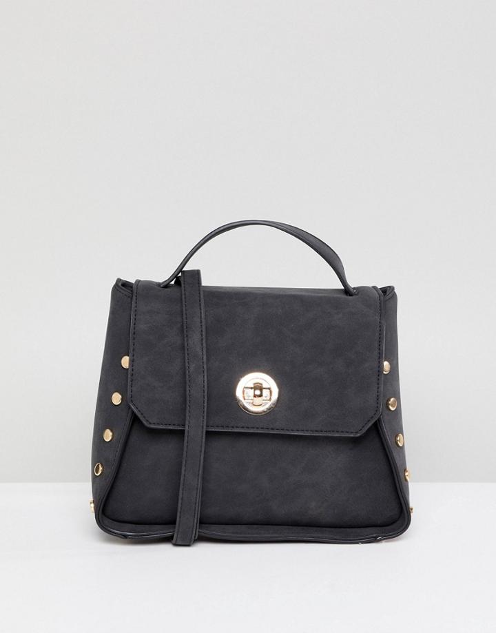 Yoki Fashion Large Tote With Stud Closure - Black