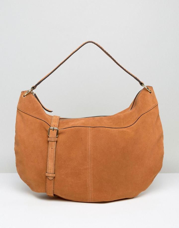 Pieces Suede Slouchy Shoulder Bag - Brown