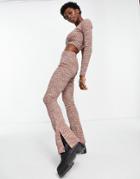 Topshop Set Space Dye Flared Pants With Split Hems In Multi