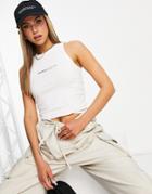 Asos Weekend Collective Sleeveless Tank In Rib With Logo In White