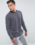 Bellfield Long Sleeve T-shirt In Stripe - Navy