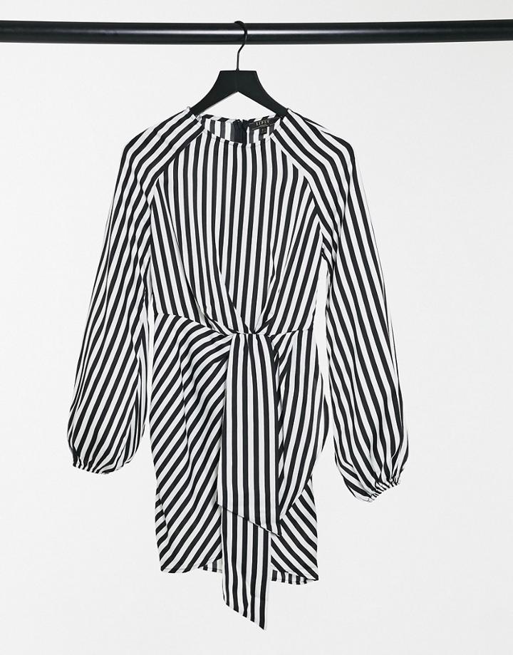 Lipsy Tie Waist Mini Dress In Stripe-multi