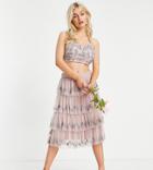 Maya Petite Embellished Tiered Midi Skirt In Frosted Pink - Part Of A Set