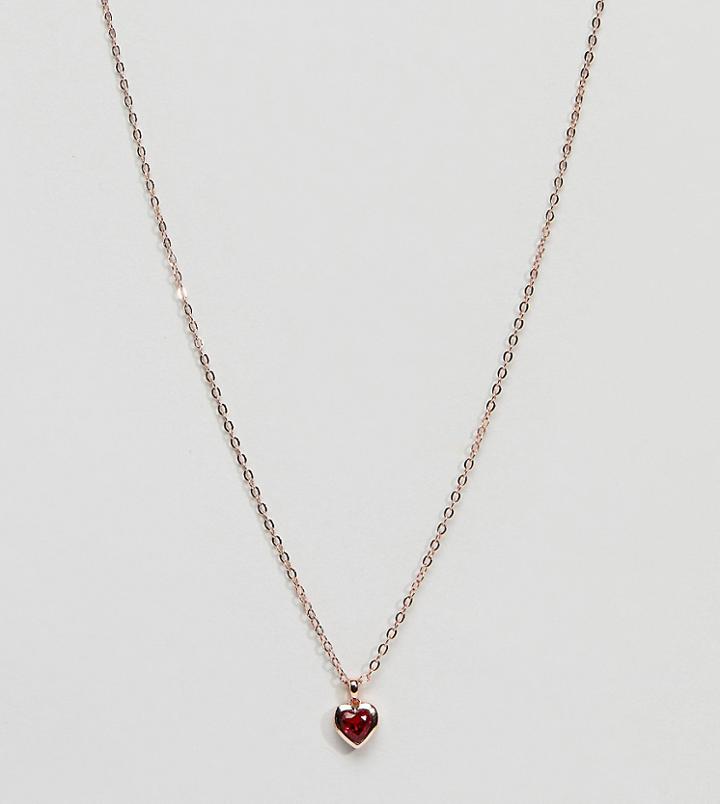 Ted Baker Rose Gold Red Gem Heart Pendant Necklace - Gold