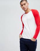 Only & Sons Contrast Raglan Long Sleeve Tee - White