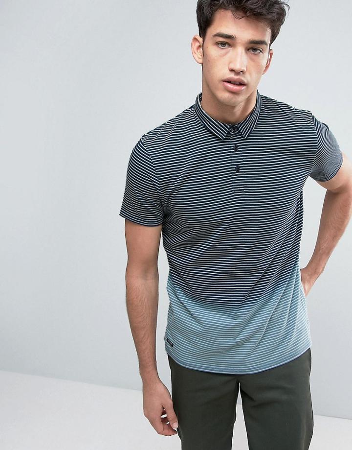 Threadbare Indigo Stripe Polo - Navy
