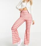 Asos Design Petite Flare Pant In Ombre Texture In Pink And Yellow-multi