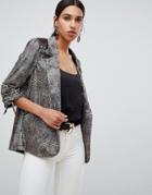 River Island Velvet Check Blazer-brown