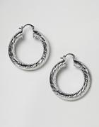 Asos Faceted Tube Hoop Earrings - Silver