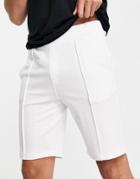Only & Sons Herringbone Texture Sweat Shorts In White - Part Of A Set
