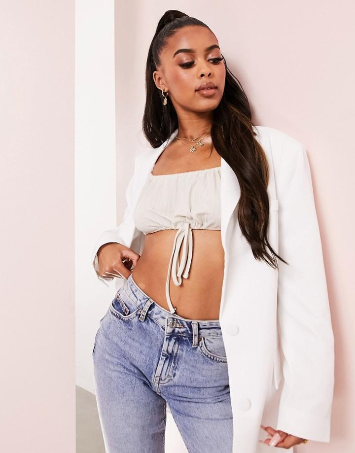 Asos Design Tux Blazer In Ivory-white
