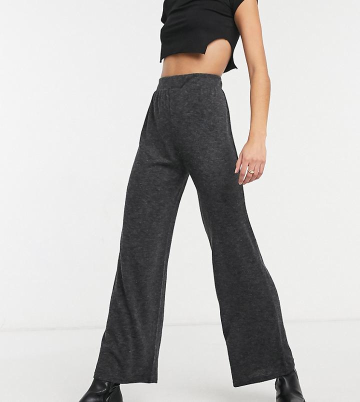 Only Tall Jersey Wide Leg Pants In Gray-grey