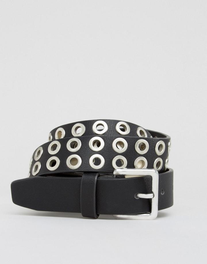 Pieces Eyelet Belt - Black