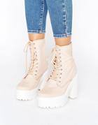 Asos Energy Lace Up Boots - Beige