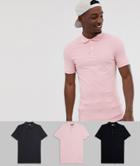 Asos Design 3 Pack Muscle Fit Polo Save-multi